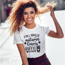 Load image into Gallery viewer, Fall Breeze Autumn Leaves Coffee Please T-Shirt