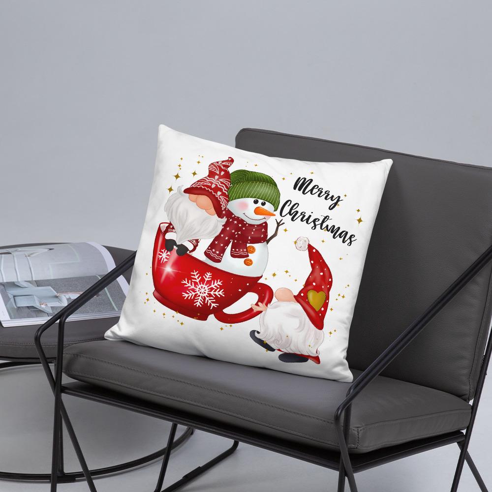 Merry Christmas Gnomes With Mug Pillow Cover – For Coffee's Sake