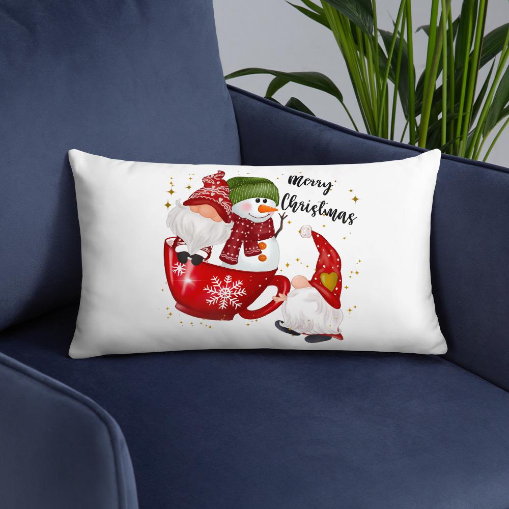 Merry Christmas Gnomes With Mug Pillow Cover – For Coffee's Sake