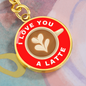I Love You A Latte Coffee Keychain Personalized Pendant