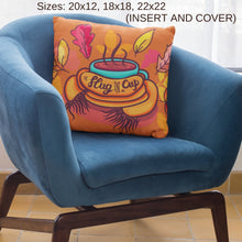 Load image into Gallery viewer, A Hug In A Cup Fall Throw Pillow With Insert For Coffee and Tea Lovers