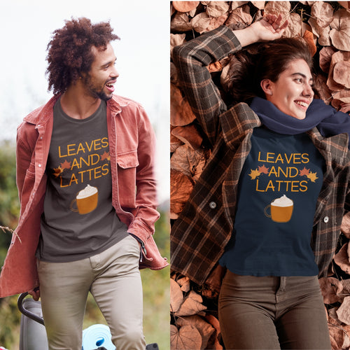 Leaves and Lattes Autumn Fall Season Coffee Lover T-Shirt