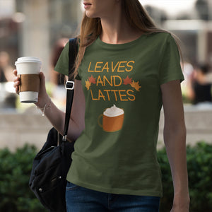 Leaves and Lattes Autumn Fall Season Coffee Lover T-Shirt