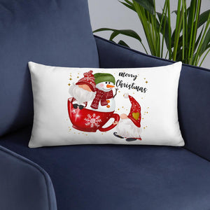 Merry Christmas Gnomes With Mug Pillow Cover