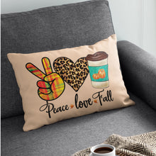 Load image into Gallery viewer, Peace Love Fall Coffee Throw Pillow Cover