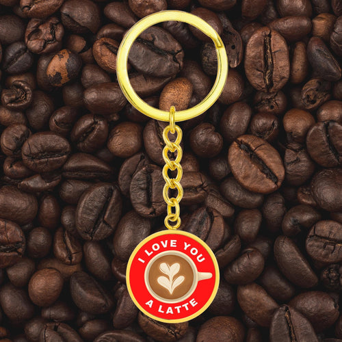 I Love You A Latte Coffee Keychain Personalized Pendant