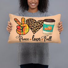 Load image into Gallery viewer, Peace Love Fall Coffee Throw Pillow With Insert