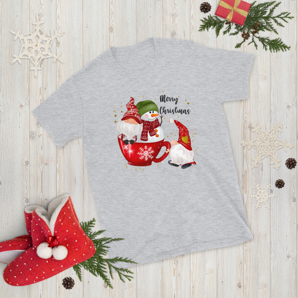 Merry Christmas Gnomes With Mug T-Shirt