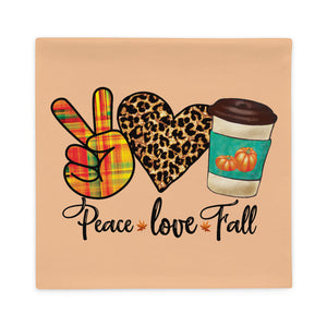Peace Love Fall Coffee Throw Pillow Cover