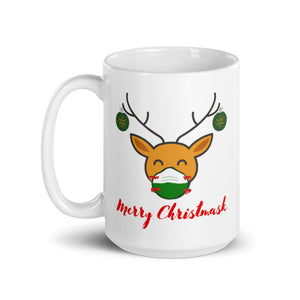 Merry Christmask Reindeer Wearing Mask Coffee Mug