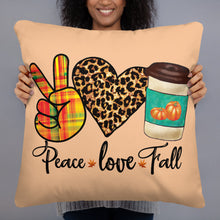 Load image into Gallery viewer, Peace Love Fall Coffee Throw Pillow With Insert