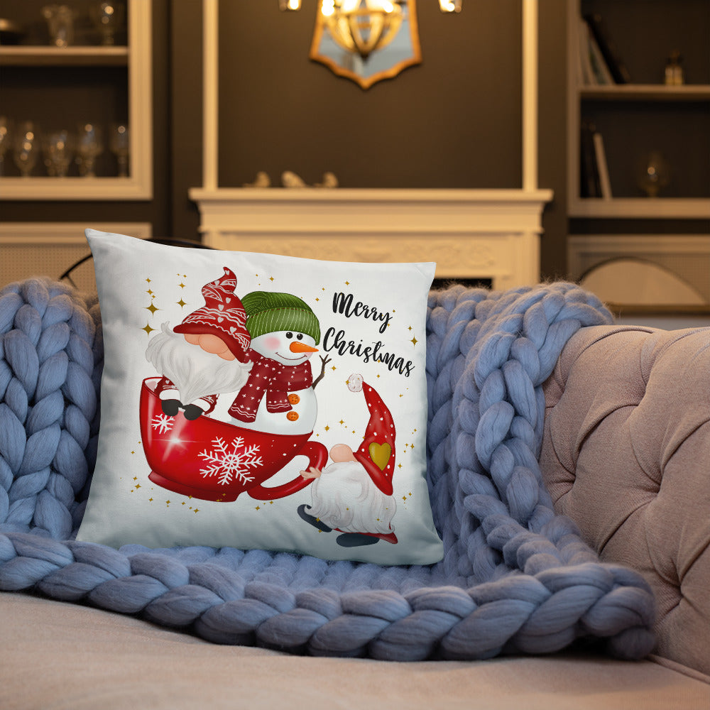 Merry Christmas Gnomes With Mug Pillow With Insert
