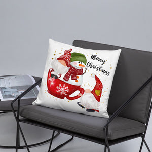 Merry Christmas Gnomes With Mug Pillow With Insert